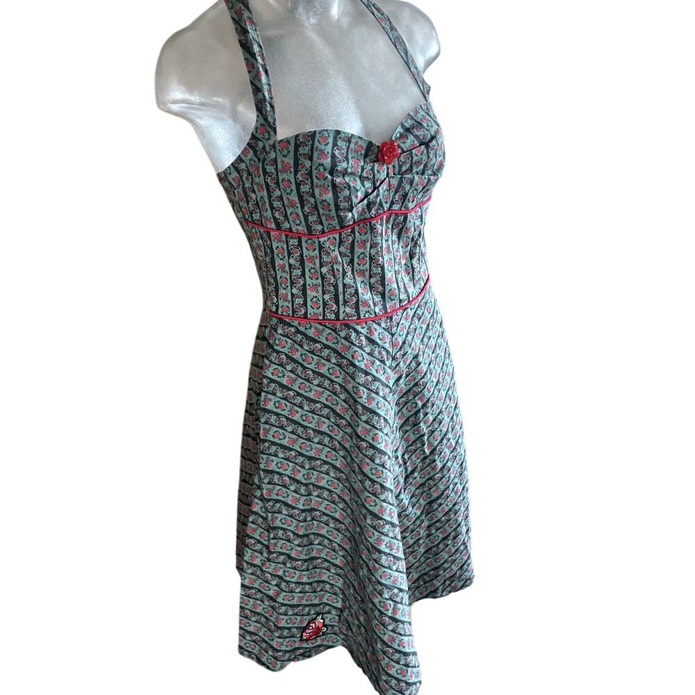 Vintage 90s Y2k MORBID THREADS Pinup Dress WHIMSY GOTH GRUNGE Skulls Roses S
